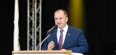 Tomasz Jachymek, Mayor of the town of Zelow at the lectern at the 650th anniversary of the town of Neuenhaus